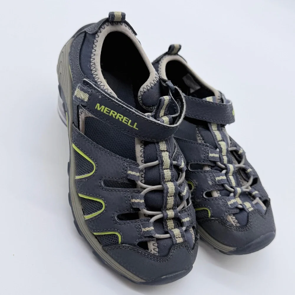 Merrell Hydro Kids Water‎ Sandals Grey Lime Green Size 2M MC54859 Hiking Shoes